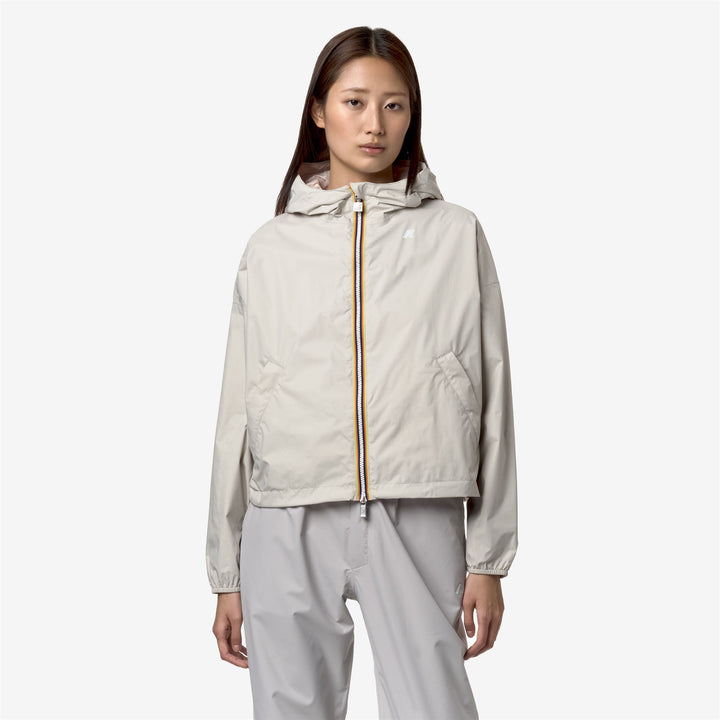 Beige Women's Reversible Cropped Jacket with Zipped Pockets 4