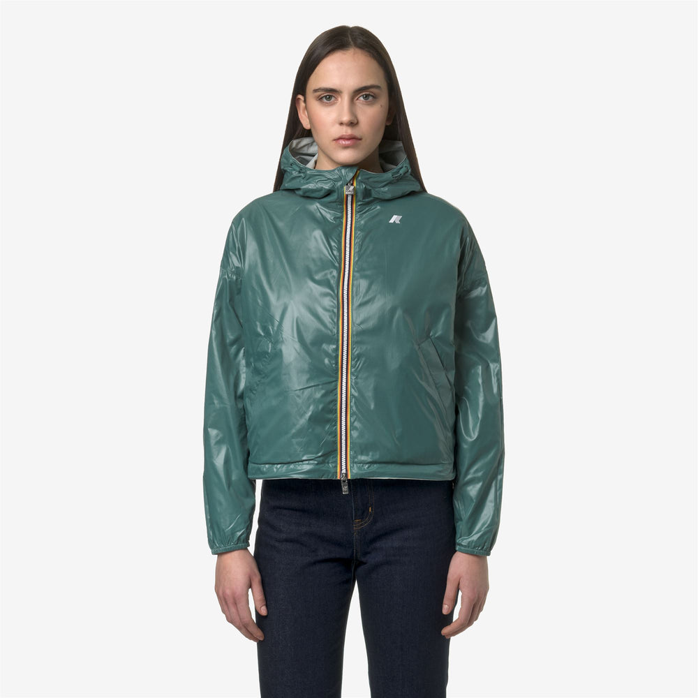Grey Green Women's Reversible Waterproof Short Jacket 02
