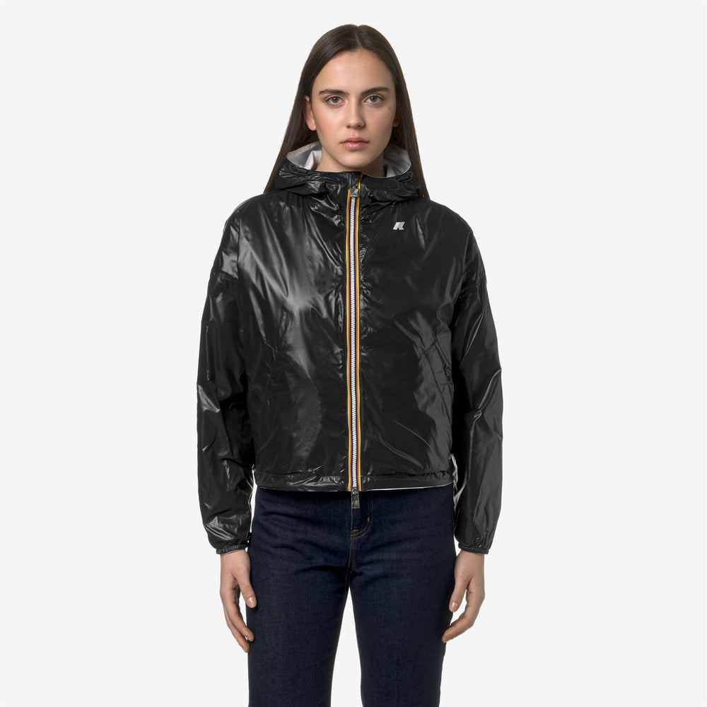 Black and White Women's Reversible Waterproof Short Jacket 02